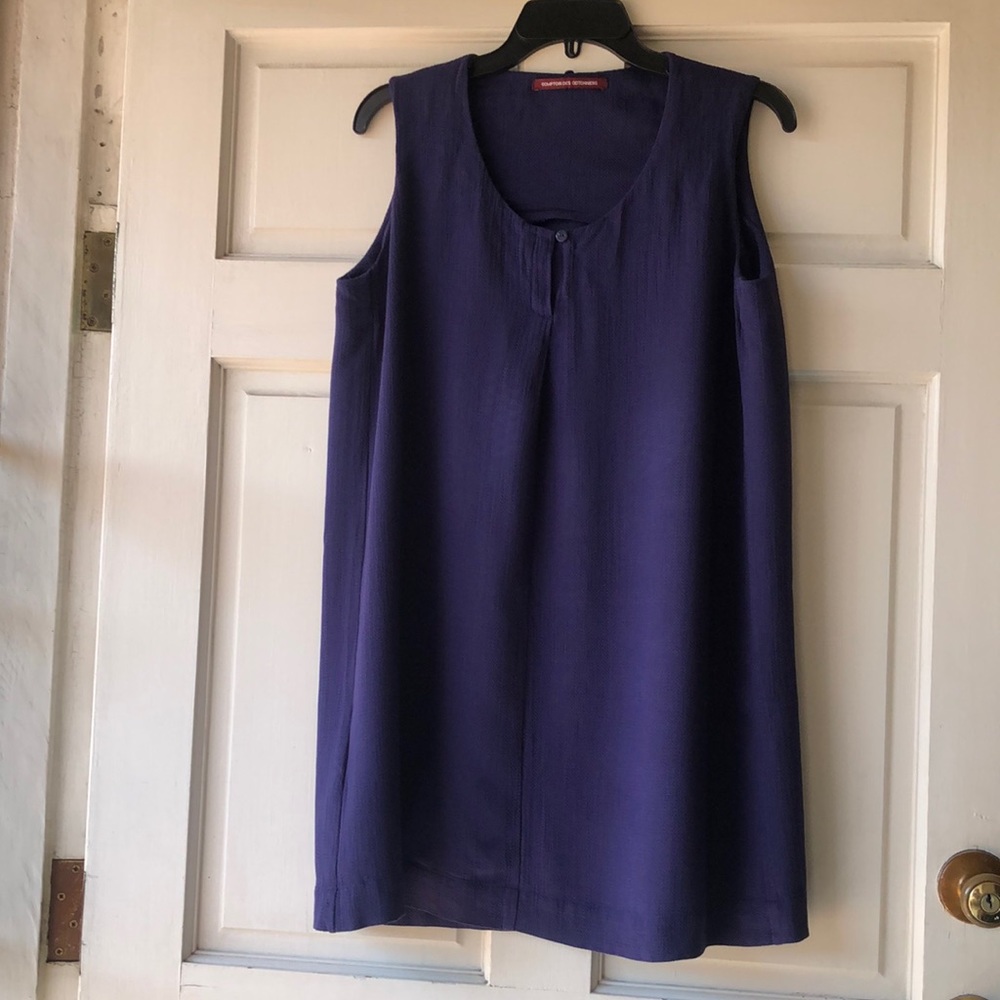 Comptoir Des Cotonniers Blue Purple Slip on Sleeveless Loose Fit Dress S…